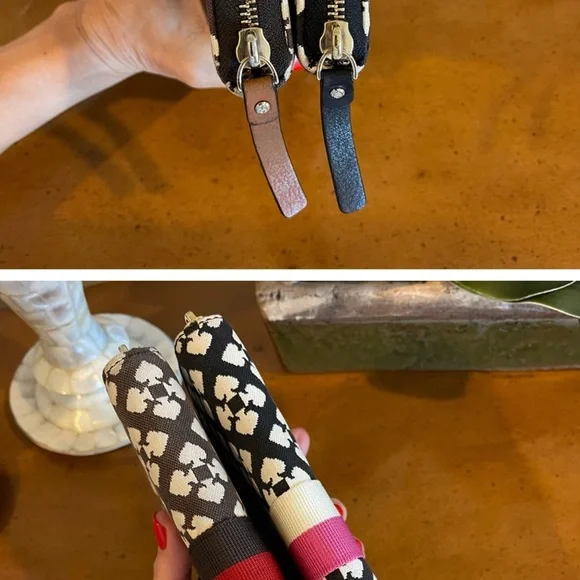 2 Pc Bundle Kate Spade Canvas along Zipper Wallet - Picture 4 of 7